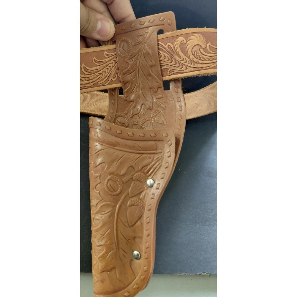 Costume vintage Leather & Plastic Western-style double gun holster belt Cowboy